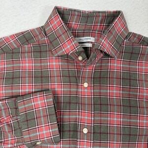 Gutteridge Button‎ Up Shirt Mens 16 41 Plaid Pink Green Red Long Sleeve Cotton